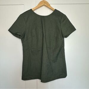 Banana Republic Green Bow Tie Top Blouse shirt small work business casual dressy